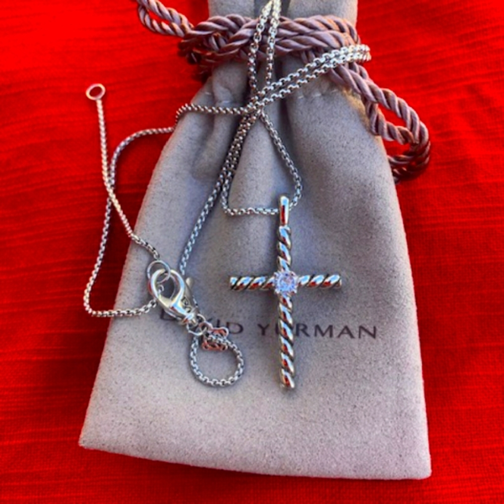 David Yurman 925 Silver Cross Necklace